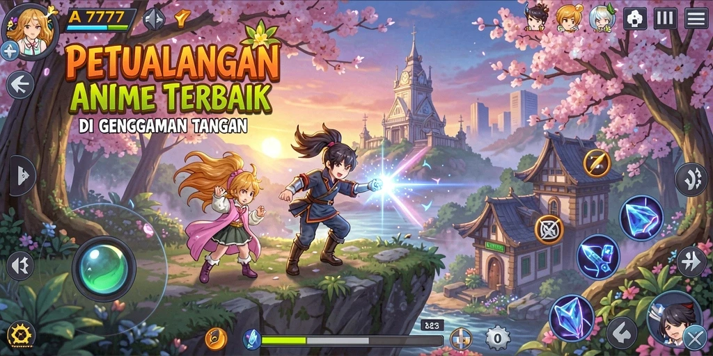 Screenshot yang menampilkan pertarungan seru dalam A7777 dengan karakter Anime.