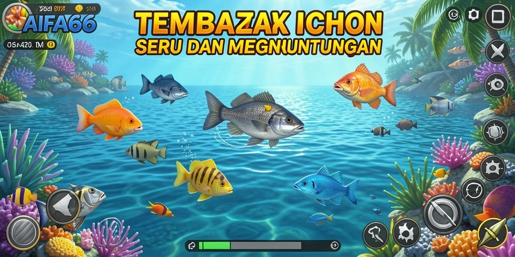 Tampilan gameplay seru dari AIFA66 menangkap ikan yang beragam.