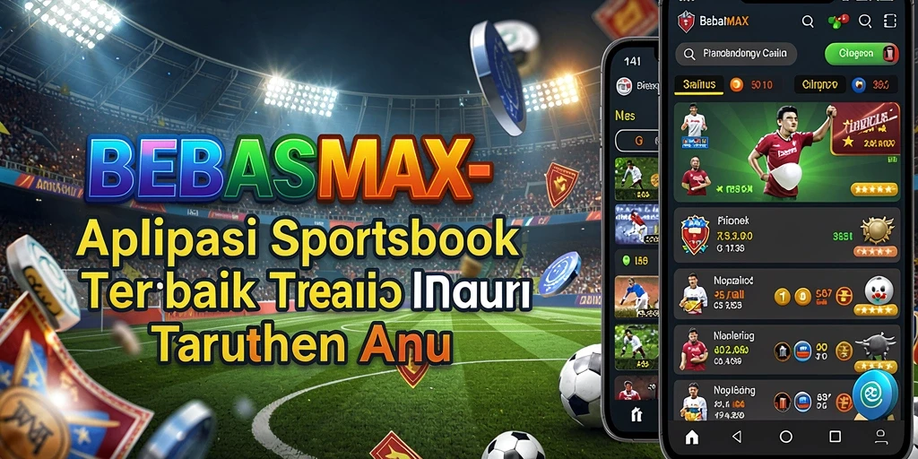 Tampilan screenshot utama BEBASMAX menunjukkan antarmuka aplikasi Sportsbook yang menarik.