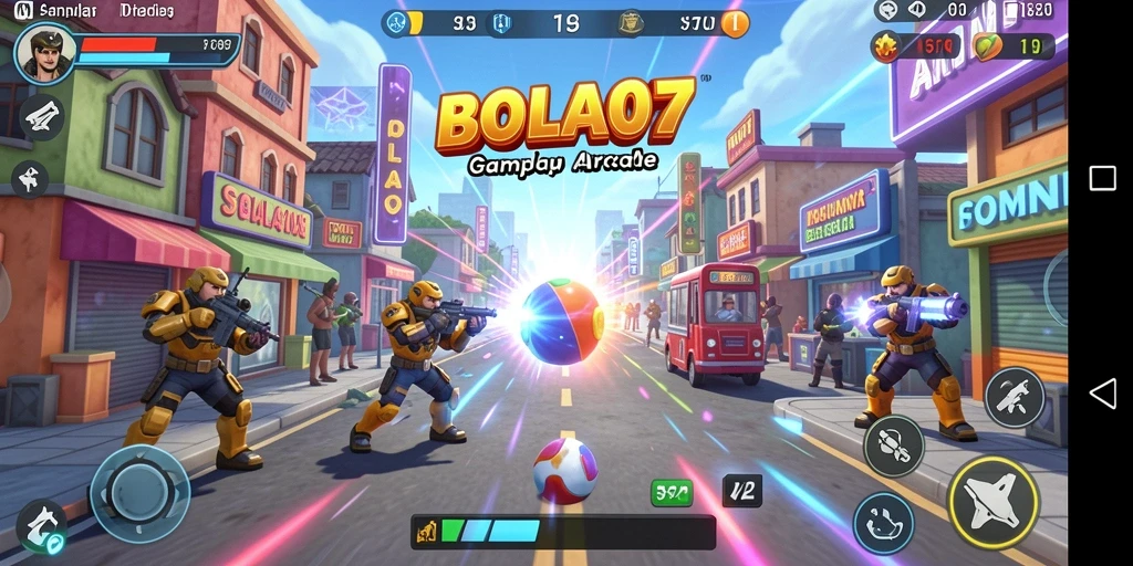 Tampilan gameplay seru BOLA07 dalam aksi Arcade.