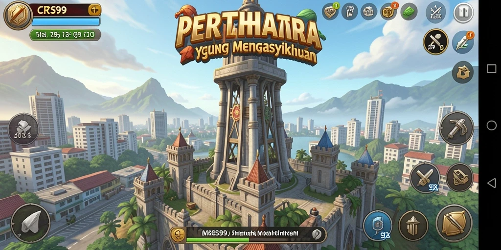 Tampilan gameplay menarik dari CRS99 yang menunjukkan aksi Tower Defense.