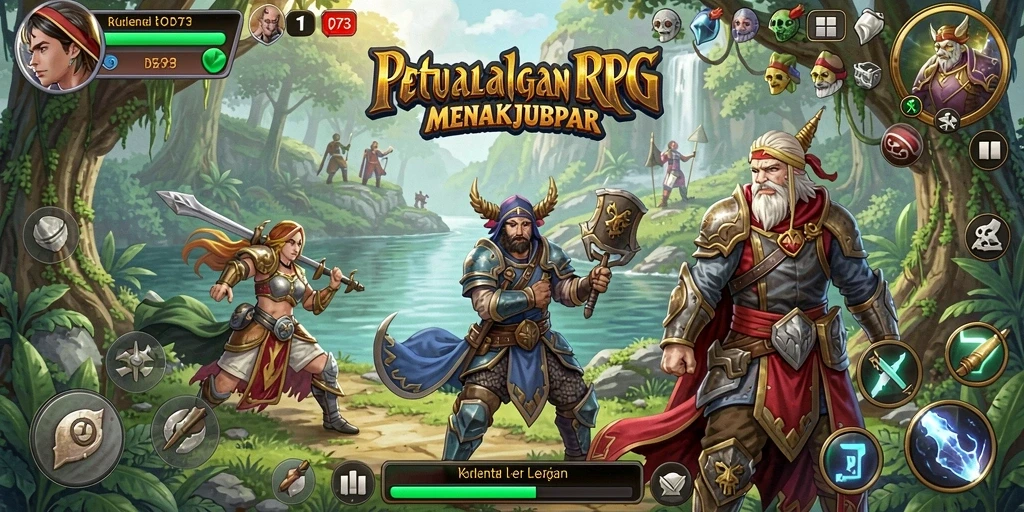 Tampilan gameplay D73 dengan aksi pertempuran RPG yang seru.