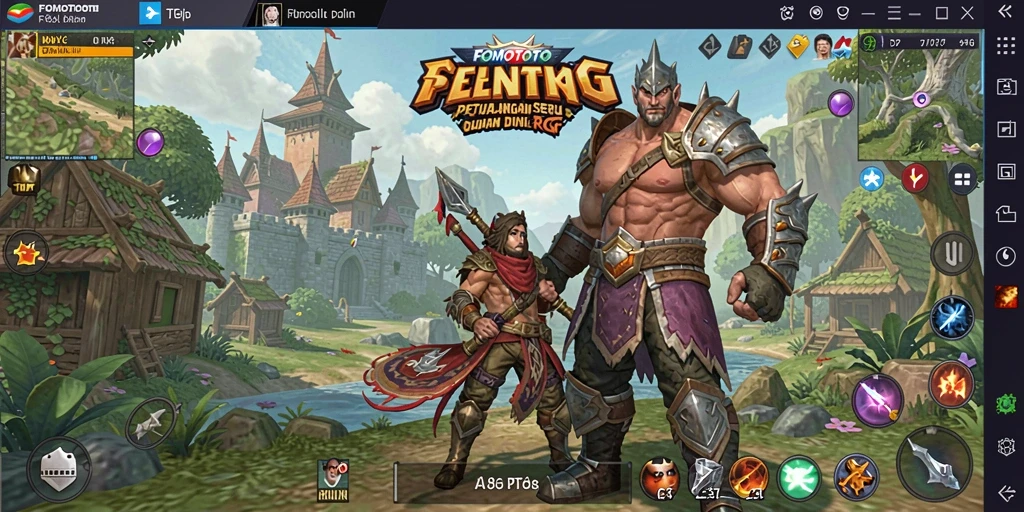Tangkapan layar FOMOTOTO menampilkan aksi seru dalam pertarungan RPG.