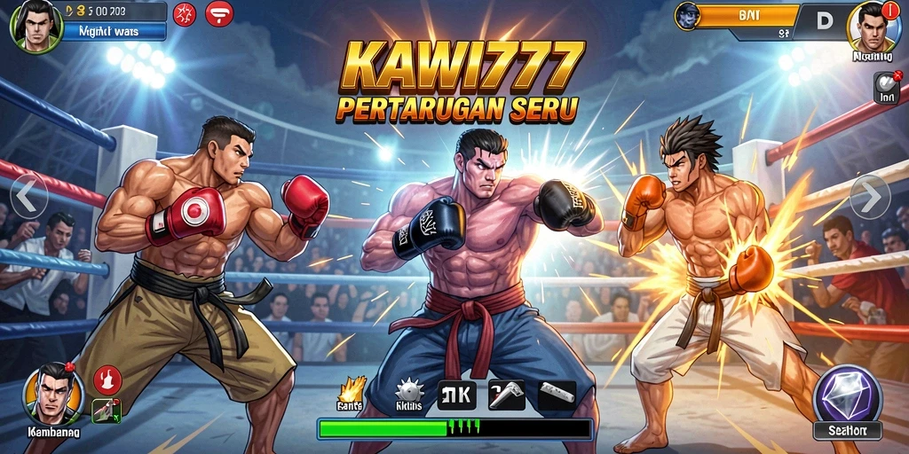 Gameplay Fighting dalam KAWI777 yang mendebarkan dan seru.
