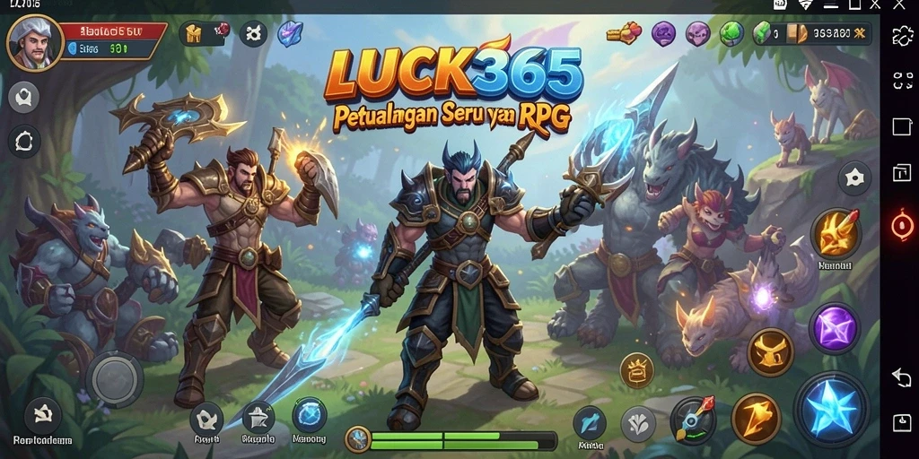 Screenshot LUCK365 menampilkan aksi seru dalam pertarungan RPG.