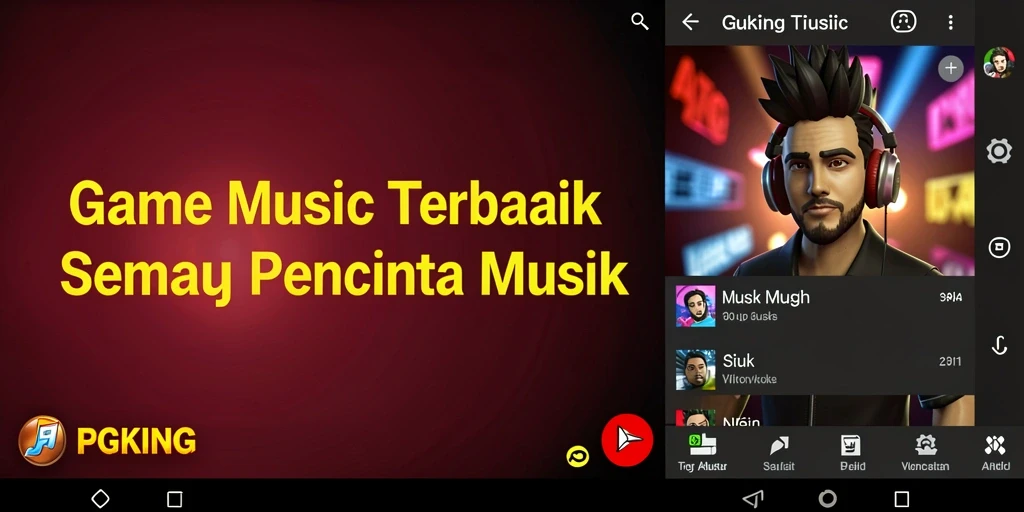 Screenshot utama PGKING menampilkan pemain menikmati gameplay musik yang dinamis.
