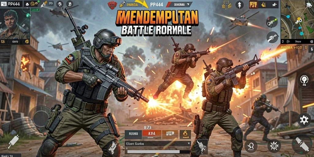 Tampilan menarik dari gameplay PP444 yang penuh aksi Battle Royale.
