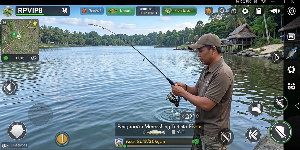 Screenshot RPVIP8 menampilkan aksi memancing yang seru dan grafis menawan.