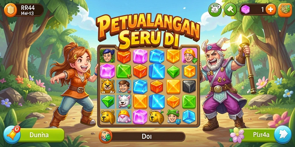 Tangkapan layar RR44 menampilkan aksi seru dari gameplay Match-3.