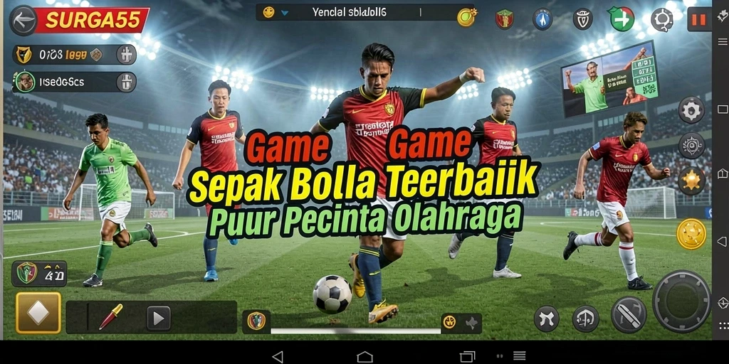 Tampilan gameplay SERU dari SURGA55 dengan aksi sepak bola intens.