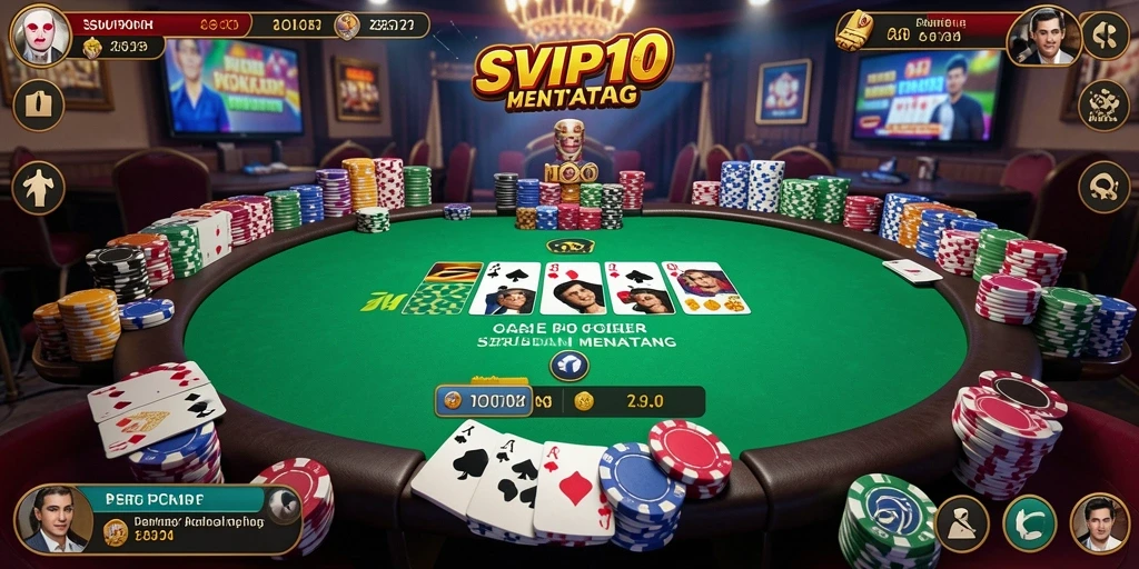 Screenshot gameplay SVIP10 menampilkan suasana meja poker yang seru.