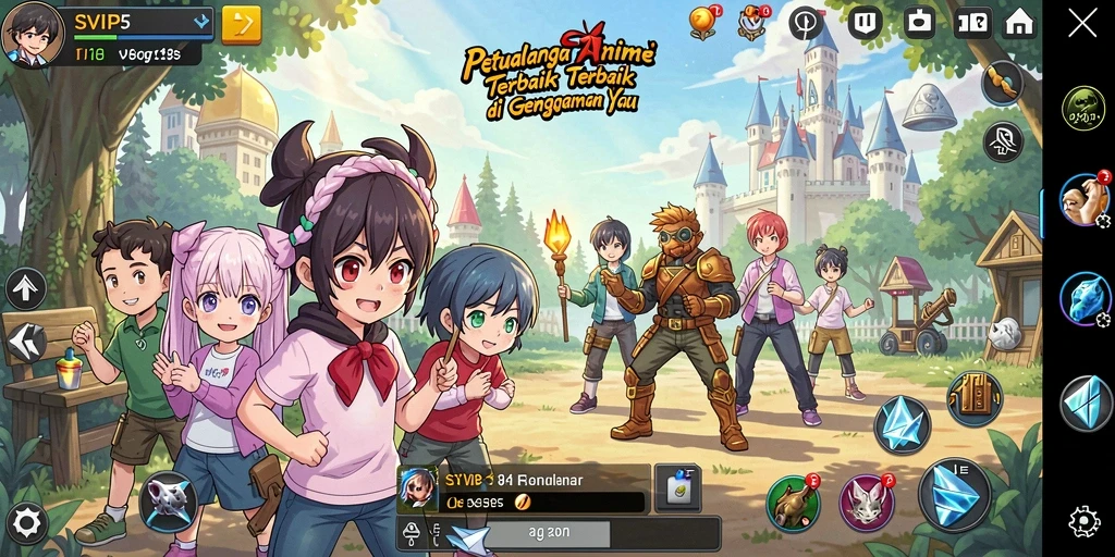Tampilan gameplay SVIP5 dengan aksi seru dan karakter anime yang menawan.